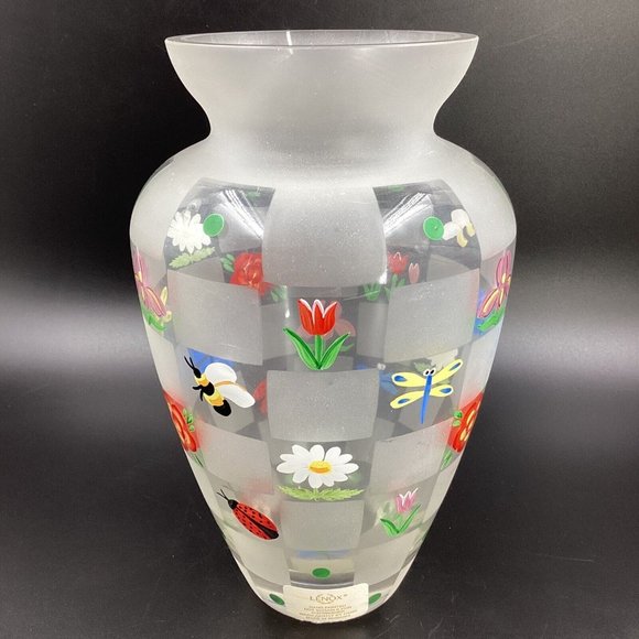 Lenox Accents Lenox Natures Splendor Hand Painted Crystal Vase Bugs
